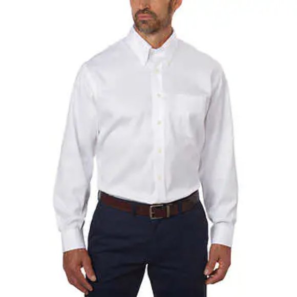 IZOD Men's Dress Shirt Regular Fit Stretch Solid Spread Collar Size XL White . - Picture 1 of 9